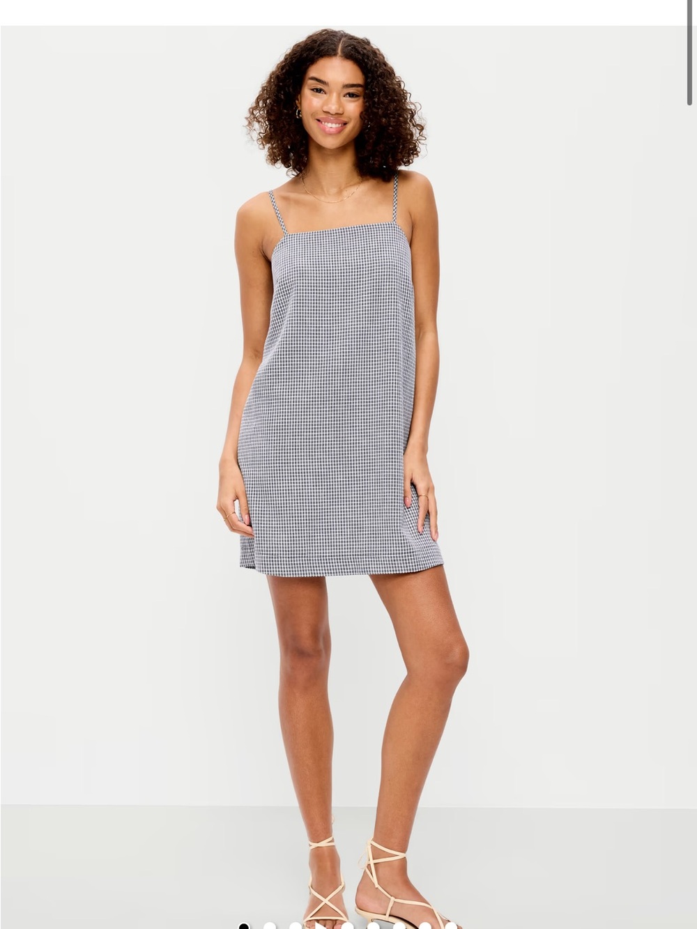 NWT Navy Gingham Slip Mini Dress